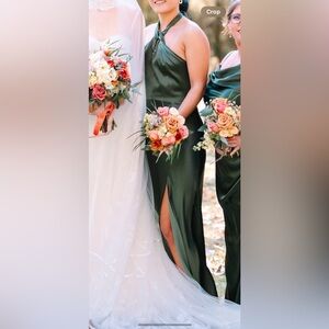 Birdy grey shiny satin olive Monica dress